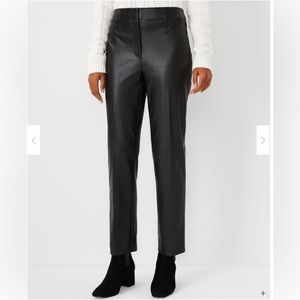 Ann Taylor Black Faux Leather Curvy Fit Ankle Pants Size 8